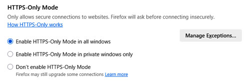 Firefox's HTTPS-Only Mode.