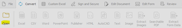 Able2Extract file editing toolbar