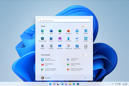 Windows 11 preview release desktop.