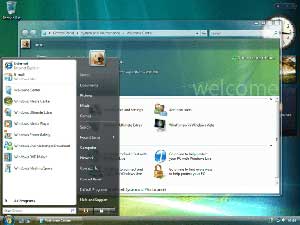Windows Vista desktop showing start menu.